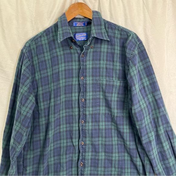 Pendleton Shirt Mens L Plaid Flannel Merino Wool Pima Cotton Canterbury Cloth - Picture 2 of 16